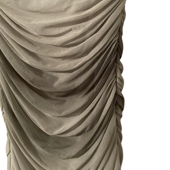 Zara  Women's Taupe Green‎ Ruffled Printed Tulle Mini Dress Size XS - Picture 5 of 9